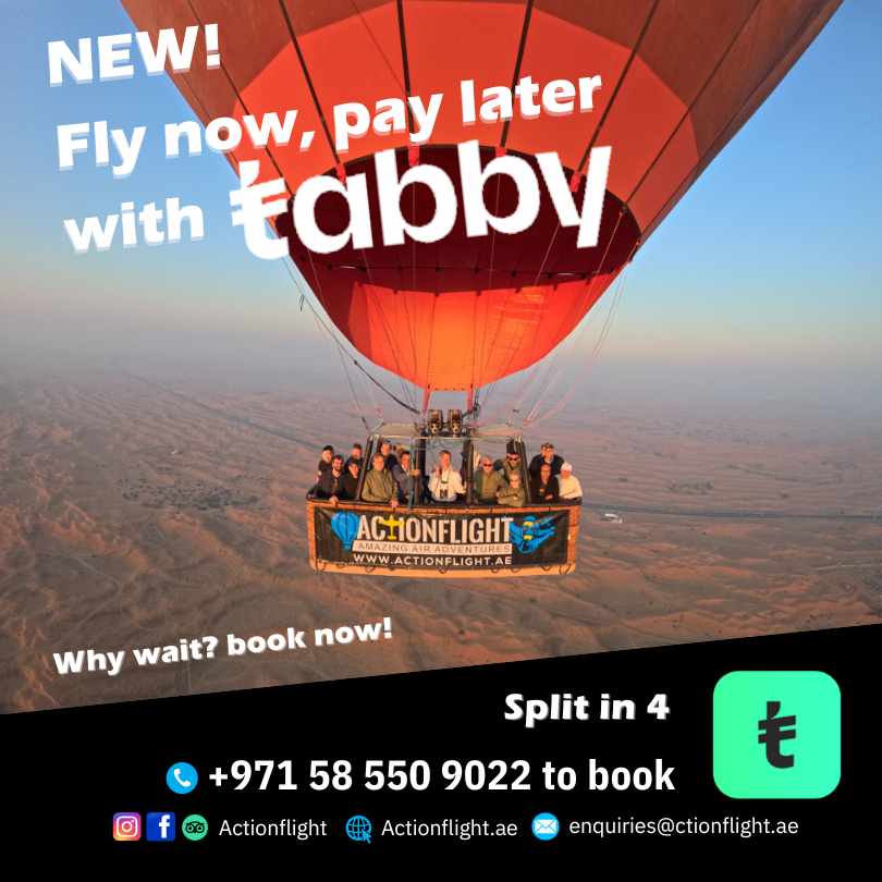 Hot Air Balloon flights - UAE - Fly now and split the payment in 4 with Tabby